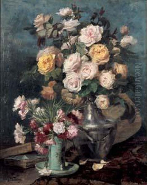 Roses Et OEillets Oil Painting by Juliette Wytsman