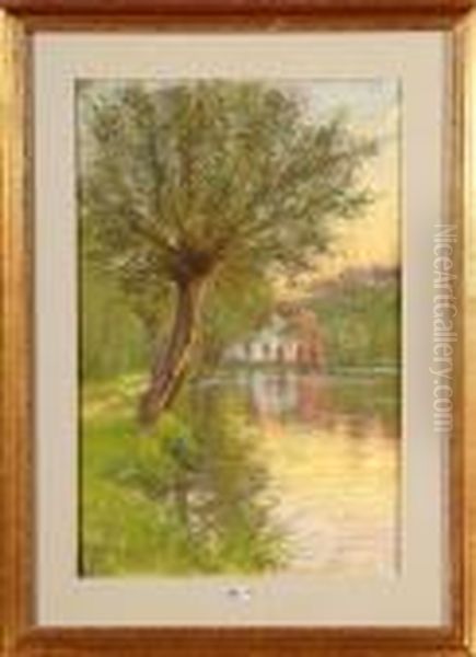 Etang A Linkebeek Oil Painting by Rodolphe Paul Wytsman