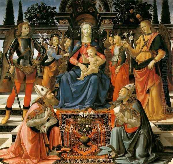 Madonna and Child Enthroned with Saints c. 1483 Oil Painting by Domenico Ghirlandaio