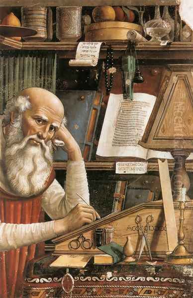 St Jerome in his Study (detail) 1480 Oil Painting by Domenico Ghirlandaio