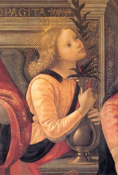 Madonna and Child Enthroned between Angels and Saints (detail) c. 1486 Oil Painting by Domenico Ghirlandaio