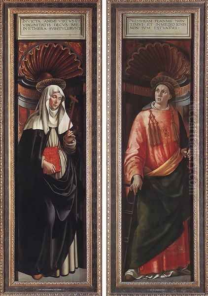 St Catherine of Siena and St Lawrence 1490-98 Oil Painting by Domenico Ghirlandaio