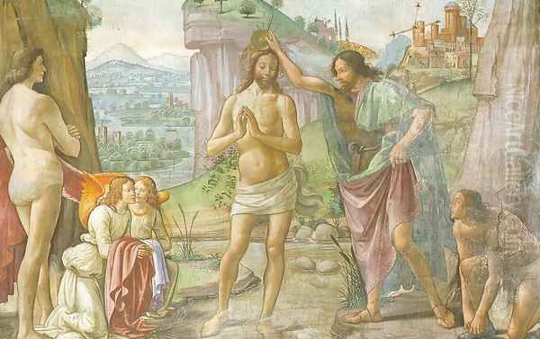 The Baptism of Christ (detail) 1485-90 Oil Painting by Domenico Ghirlandaio