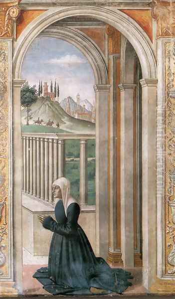 Portrait Of The Donor Francesca Pitti Tornabuoni Oil Painting by Domenico Ghirlandaio