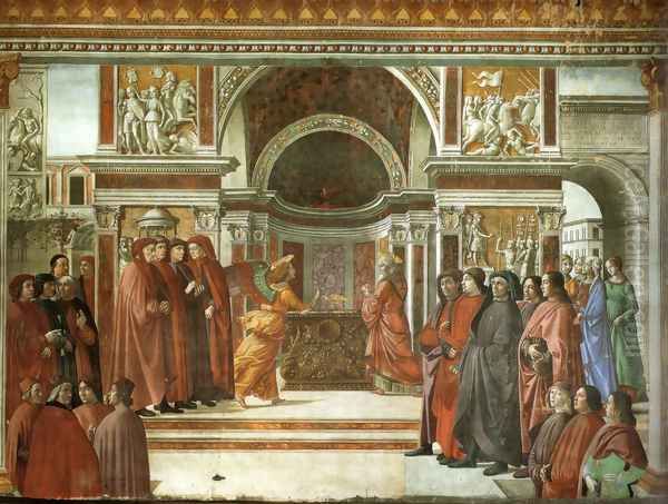 10, the angel's announcement to Zaccaria Oil Painting by Domenico Ghirlandaio