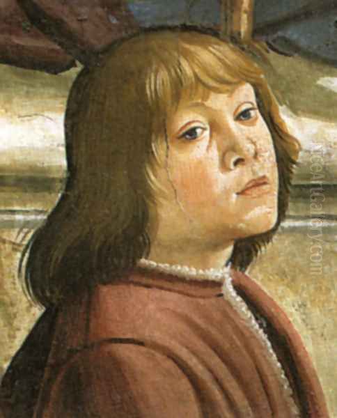 Angelo Poliziano e Giuliano de' Medici (detail) Oil Painting by Domenico Ghirlandaio