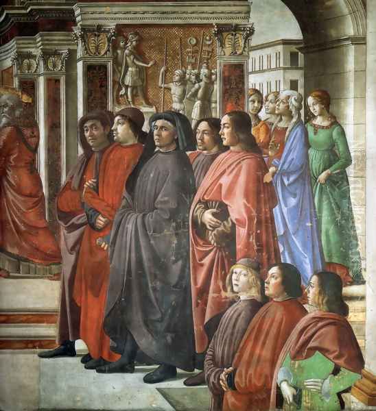 10, The angel's announcement to zaccaria, detail Oil Painting by Domenico Ghirlandaio