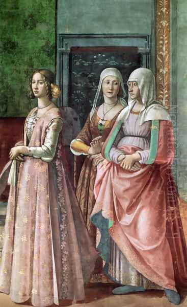 12, Birth of St John the Baptist (detail 2) Oil Painting by Domenico Ghirlandaio