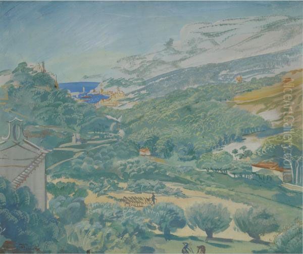 Landscape In Cassis Oil Painting by Aleksandr Evgen'evich Iakovlev