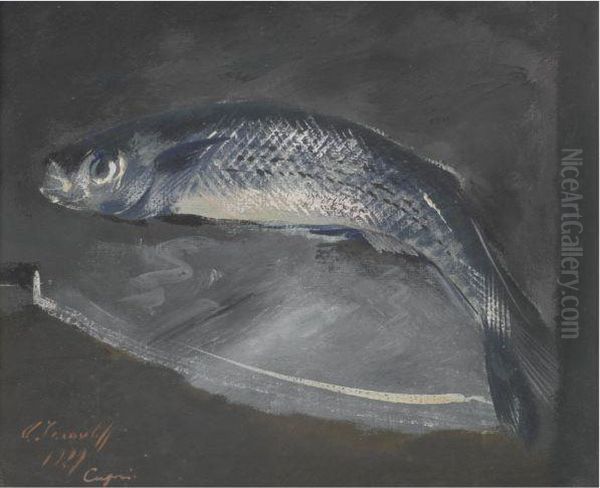 Still Life With Fish Oil Painting by Aleksandr Evgen'evich Iakovlev