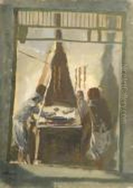 Sausage Makers In Tunis Oil Painting by Aleksandr Evgen'evich Iakovlev