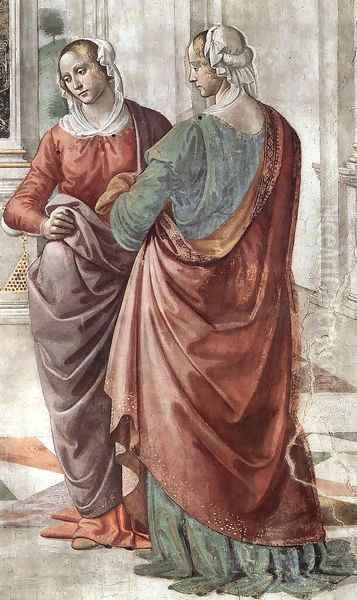 Zacharias Writes Down the Name of his Son (detail) 2 Oil Painting by Domenico Ghirlandaio