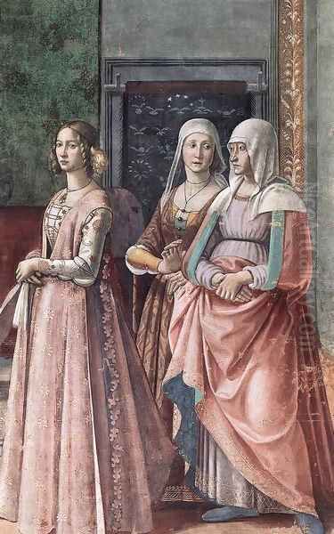 Birth of St John the Baptist (detail) 2 Oil Painting by Domenico Ghirlandaio