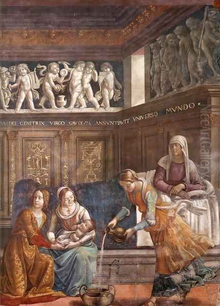 Birth of Mary (detail) Oil Painting by Domenico Ghirlandaio