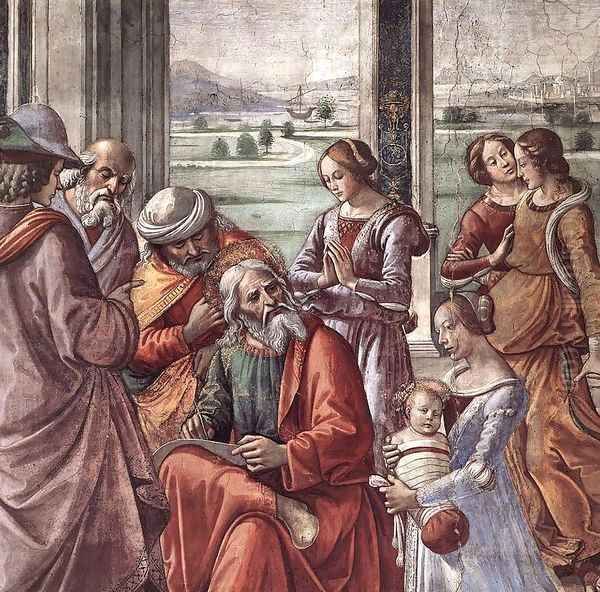 Zacharias Writes Down the Name of his Son (detail) Oil Painting by Domenico Ghirlandaio