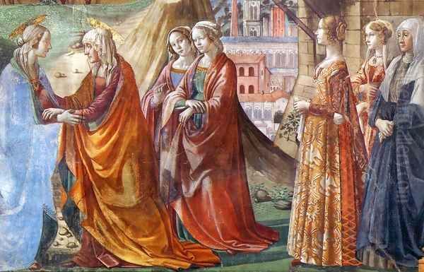 Visitation (detail) Oil Painting by Domenico Ghirlandaio