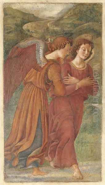 Two Angels in Adoration Oil Painting by Domenico Ghirlandaio