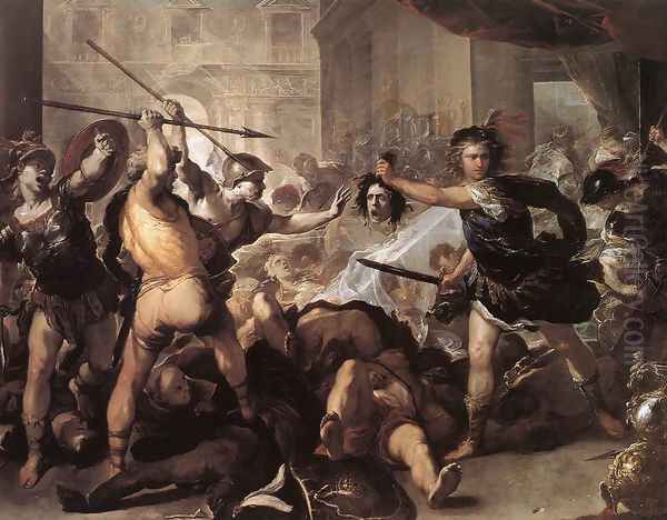 Perseus Fighting Phineus and his Companions c. 1670 Oil Painting by Luca Giordano