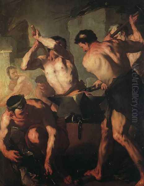 The Forge Of Vulcan Oil Painting by Luca Giordano