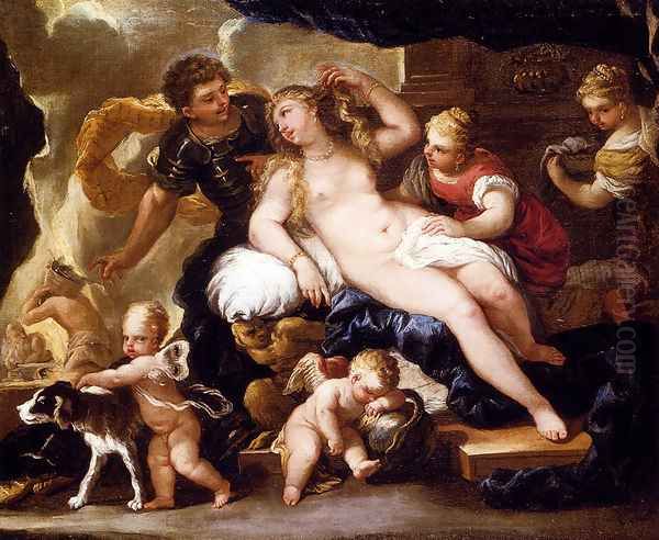 Venus And Mars Oil Painting by Luca Giordano