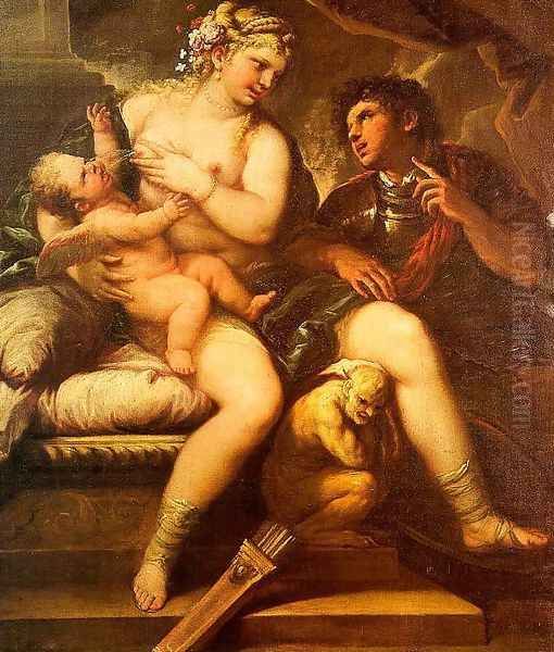 Venus, Cupid and Mars Oil Painting by Luca Giordano