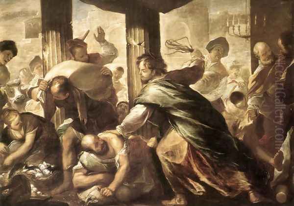 Christ Cleansing the Temple Oil Painting by Luca Giordano