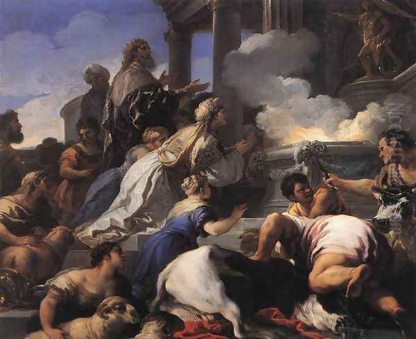 Psyche's Parents Offering Sacrifice to Apollo 1692-1702 Oil Painting by Luca Giordano