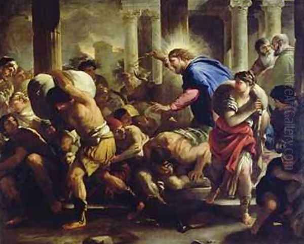 Christ Driving the Merchants from the Temple Oil Painting by Luca Giordano