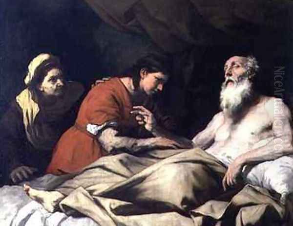 Issac Blessing Jacob Oil Painting by Luca Giordano