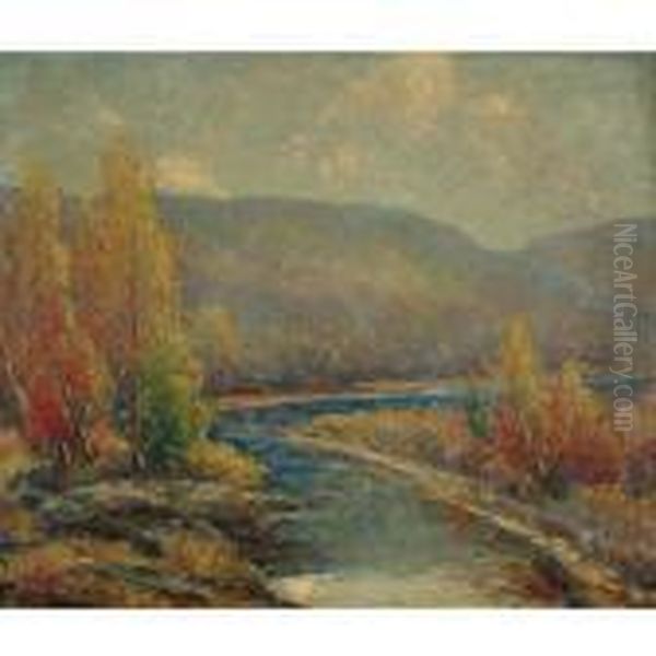 Autumn On The Delaware Oil Painting by Cullen Yates