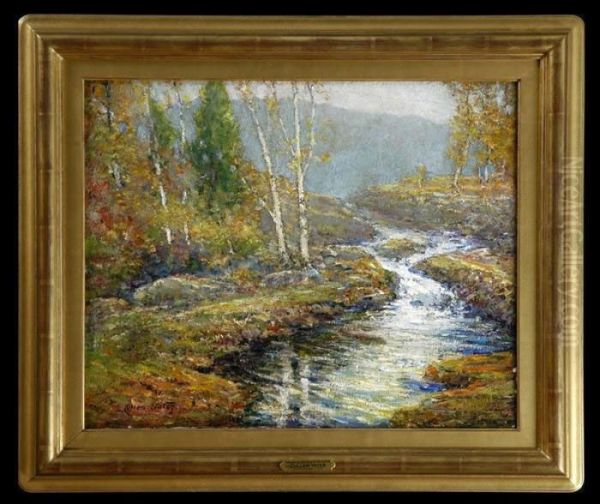 Autumn Landscape With Stream Oil Painting by Cullen Yates