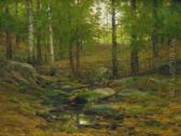 Forest Interior Oil Painting by Cullen Yates