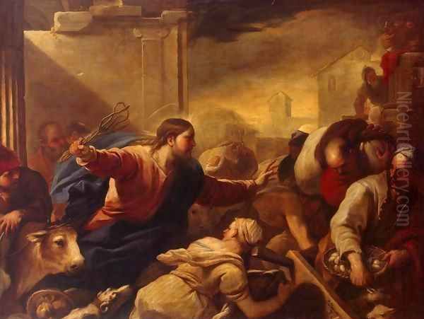 Expulsion of the Moneychangers from the Temple Oil Painting by Luca Giordano