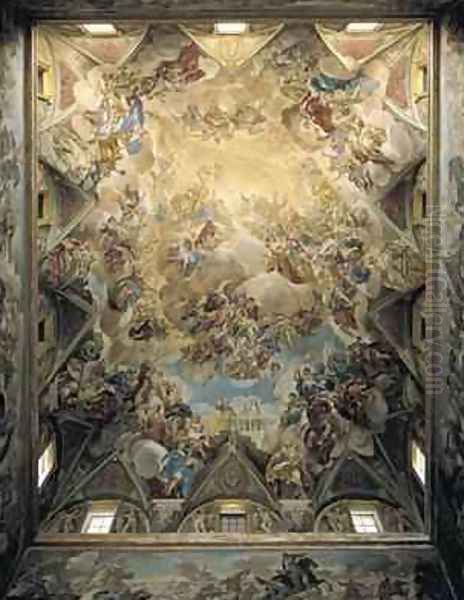 The Celestial Glory and the Triumph of the Habsburgs from the ceiling above the grand staircase Oil Painting by Luca Giordano