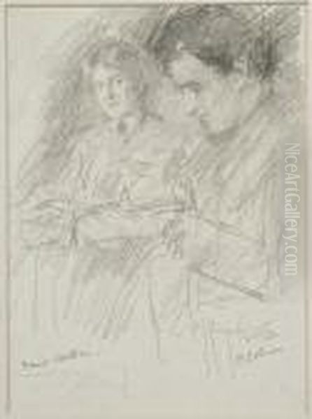 Marie Walker And Padraic Colum Oil Painting by John Butler Yeats