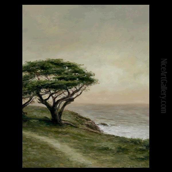 Sunset At Cypress Point. Oil Painting by Raymond Dabb Yelland