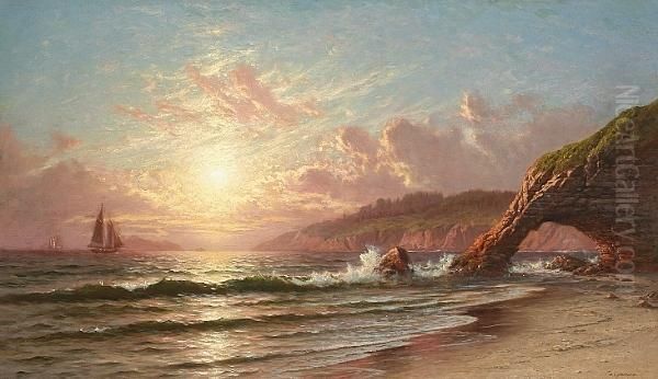 Sunset Along The Mendocino Coast Oil Painting by Raymond Dabb Yelland