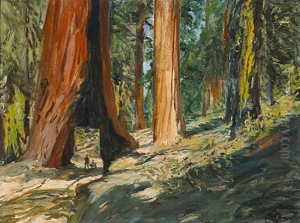 Redwoods, Yosemite National Park, 1919 Oil Painting by Karl H. Yens