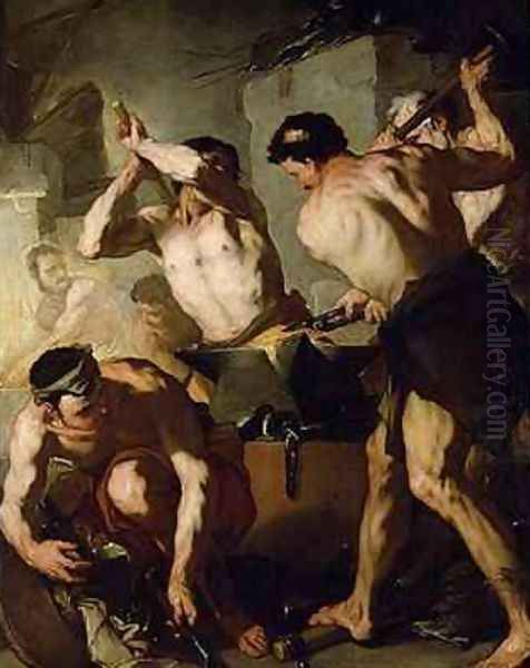 Vulcans Forge 2 Oil Painting by Luca Giordano