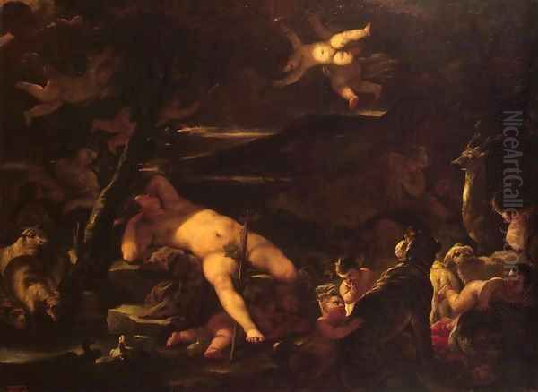 Young Bacchus Sleeping Oil Painting by Luca Giordano