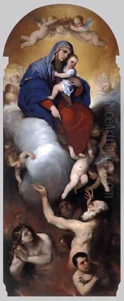 Virgin and Child with Souls in Purgatory Oil Painting by Luca Giordano