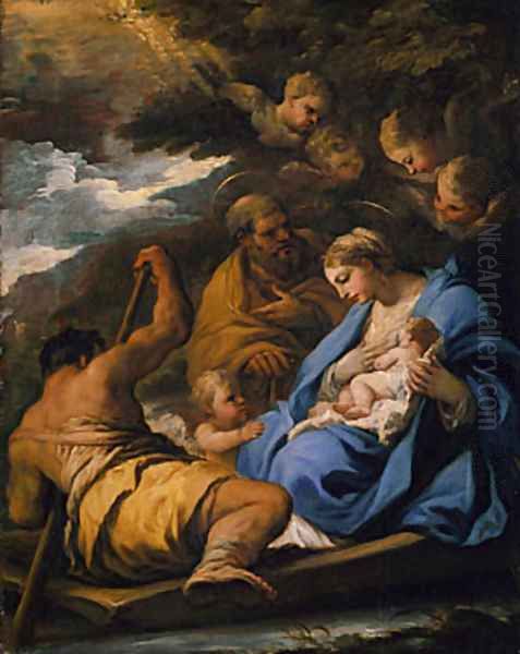 The Flight into Egypt Oil Painting by Luca Giordano