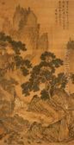 Swift Stream Beneath An Ancient Pine Oil Painting by Tang Yin