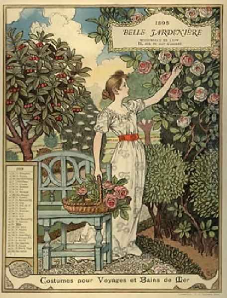 Belle Jardiniere Calendar Juin Oil Painting by Eugene Grasset