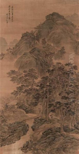 Landscape In The Style Of Liu Songnian Oil Painting by Lan Ying