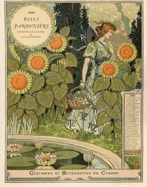 Belle Jardiniere Calendar Aout Oil Painting by Eugene Grasset