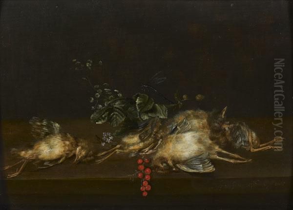 Nature Morte D'oiseaux Aux Groseilles Oil Painting by Frans Ykens