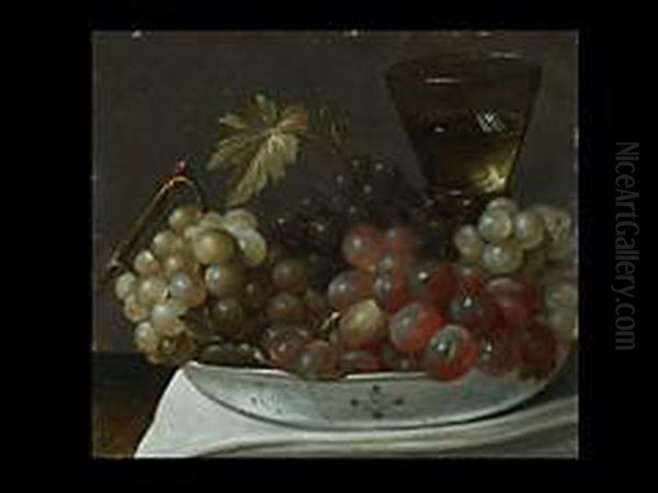 Traubenstilleben Mit Glas Oil Painting by Frans Ykens