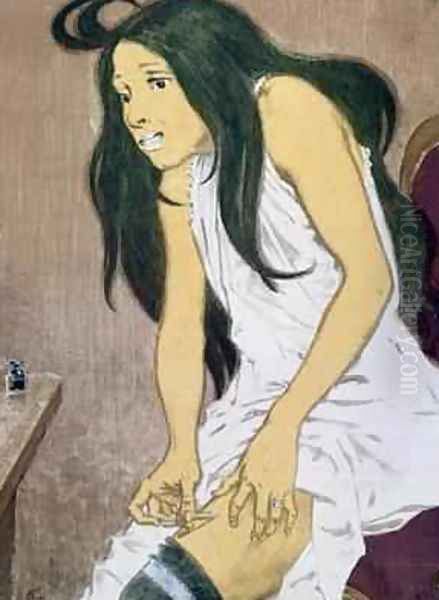 A Drug Addict Injecting Herself Oil Painting by Eugene Grasset