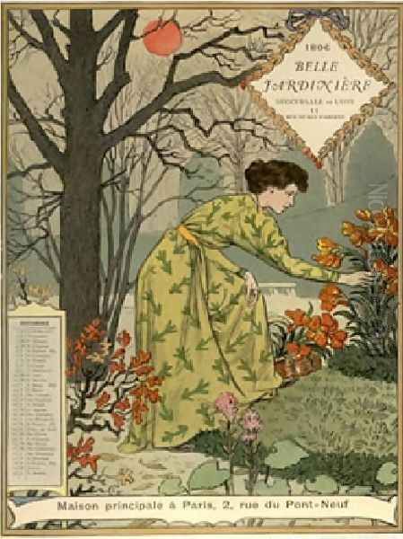 Belle Jardiniere Calendar Oil Painting by Eugene Grasset